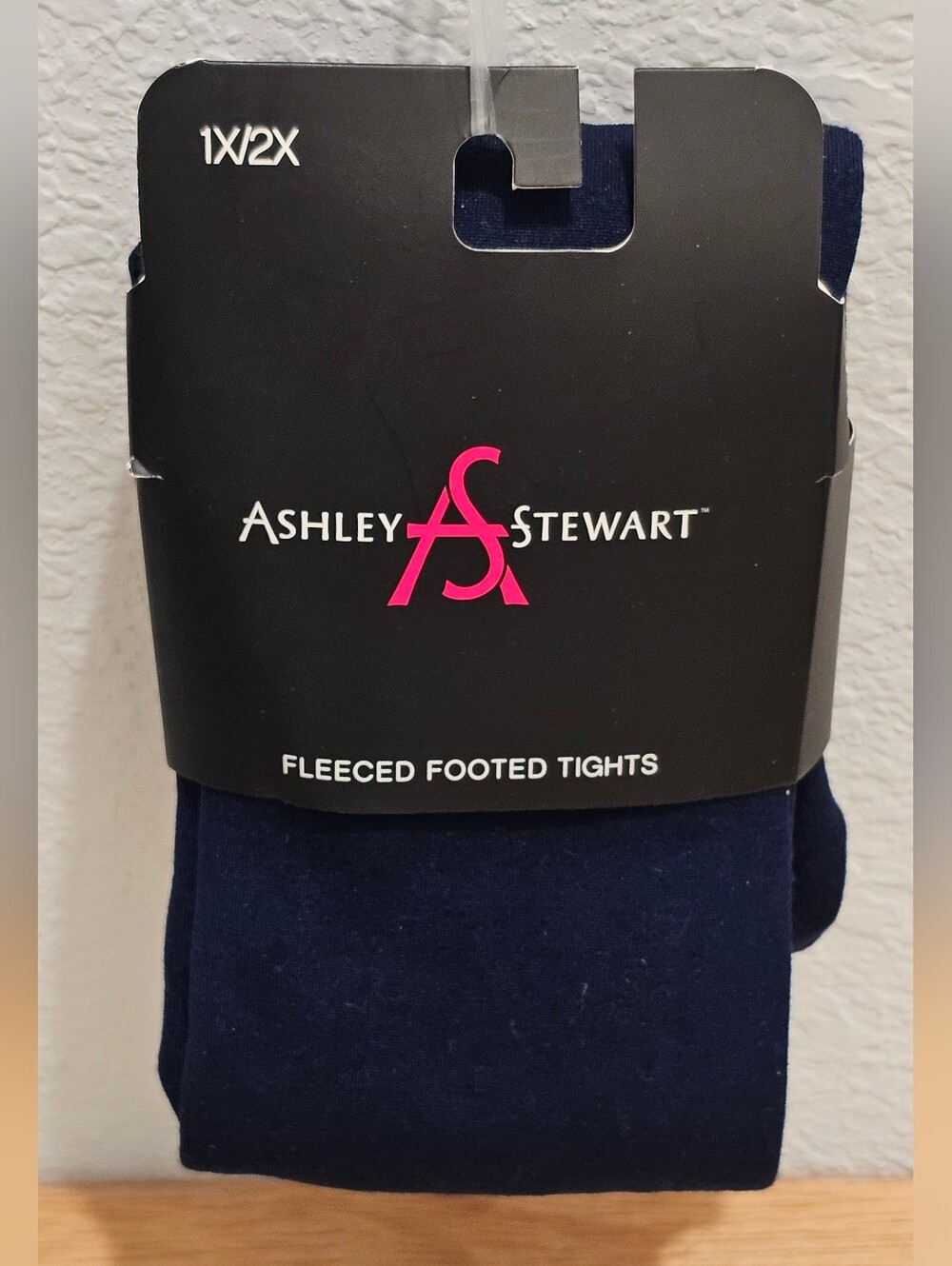 Ashley Stewart Plus Size Fleeced Footed Tights Navy Blue 1X/2X NIP